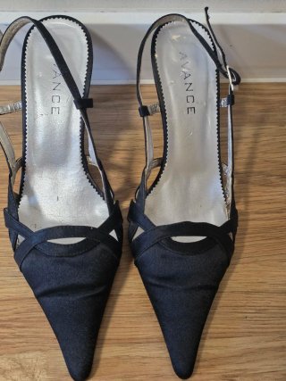 Zapatos de fiesta raso negro talla 38