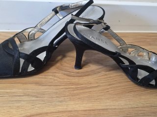 Zapatos de fiesta raso negro talla 38
