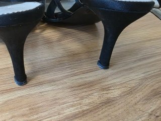 Zapatos de fiesta raso negro talla 38