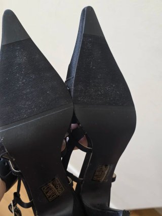 Zapatos de fiesta raso negro talla 38