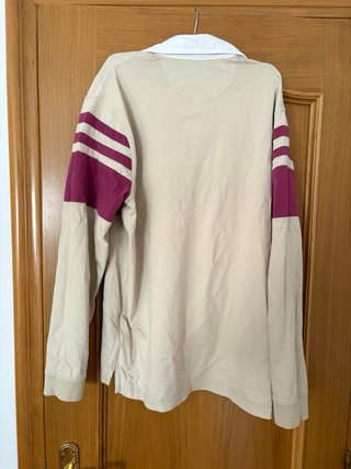 Polo manga larga rayas beige y morado