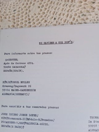 Publicación  Spandau de  presos NR-NR de España .