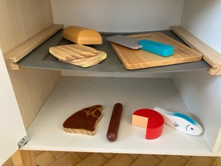 Cocina de madera para niños con accesorios comida