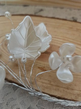 Tiara Novia Flores y Perlas Plata