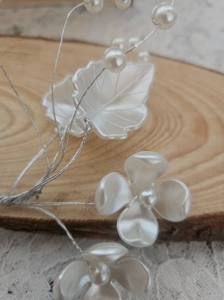 Tiara Novia Flores y Perlas Plata