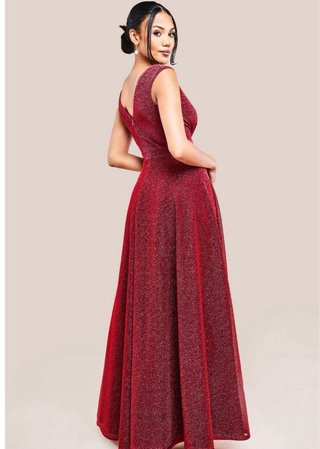 Vestido largo - color vino con purpurina Goddiva
