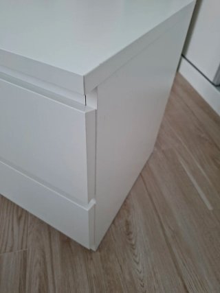 Mesita de noche madera blanca