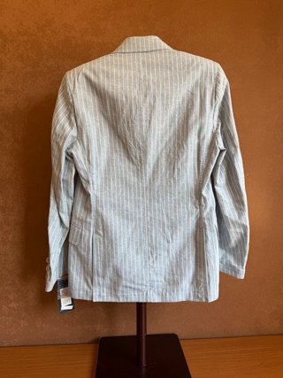 Traje completo lino azul celeste rayas T46 #22