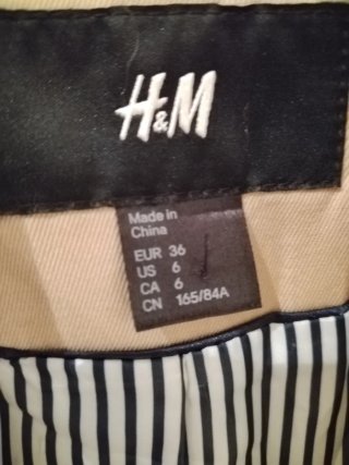 Gabardina H&M Beige Talla 36 Nueva