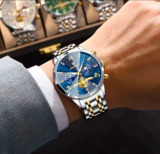 Reloj Poedagar Hombre Azul y Dorado
