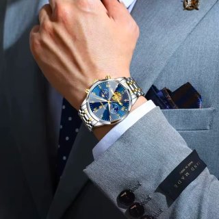 Reloj Poedagar Hombre Azul y Dorado