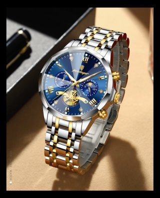Reloj Poedagar Hombre Azul y Dorado