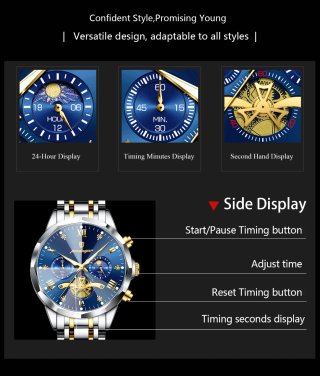 Reloj Poedagar Hombre Azul y Dorado