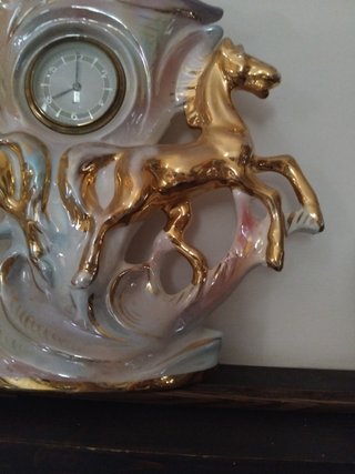 Orologio vintage h 38  cavalli ceramica