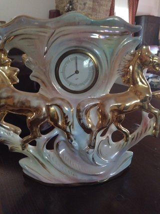 Orologio vintage h 38  cavalli ceramica