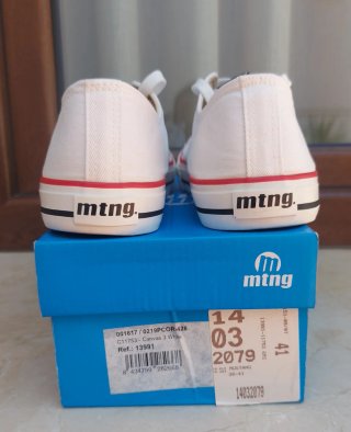 Zapatillas Mustang Lona Blancas con Rojo
