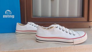 Zapatillas Mustang Lona Blancas con Rojo