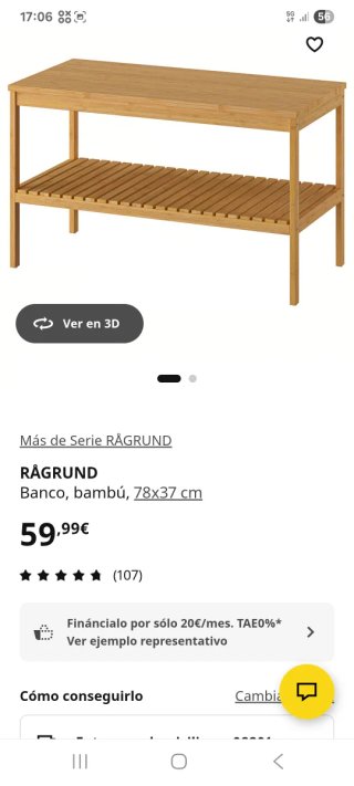 Banco RAGRUND IKEA Bambú