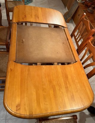 Conjunto mesa rústica extensible con sillas juego