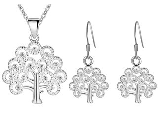 Pendientes árbol de la vida plata y colgante
