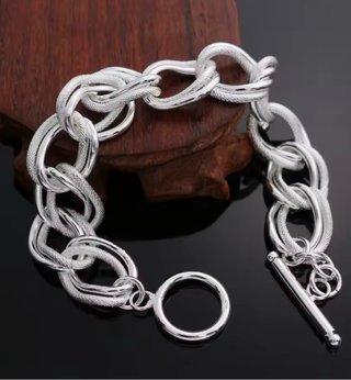 Pulsera eslabones plata modelo barbada mujer