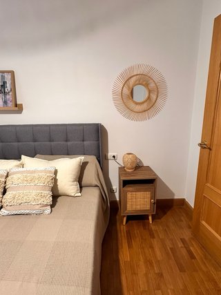 2 Mesitas de  Noche Nórdicas Madera y Ratán