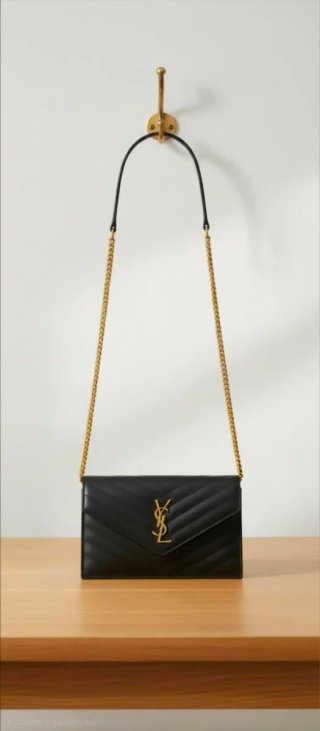 Borsa Saint Laurent nera con catena oro