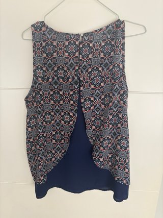 Top Chiffon Estampado Azul y Rosa