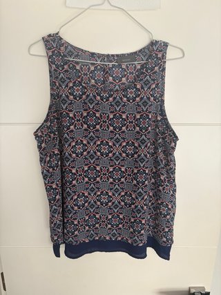 Top Chiffon Estampado Azul y Rosa