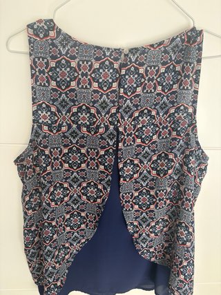 Top Chiffon Estampado Azul y Rosa