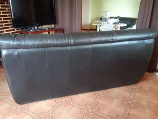 2 Sofás Piel Negros 2m