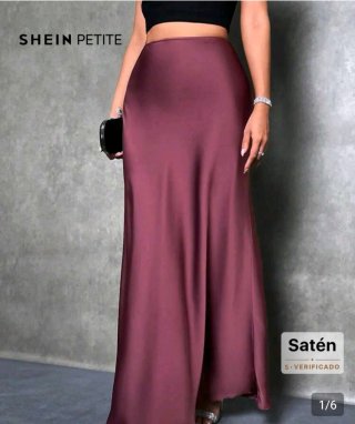 Falda Larga Satén SHEIN PETITE Talla 38
