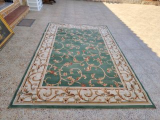 Alfombra grande diseño floral verde y beige
