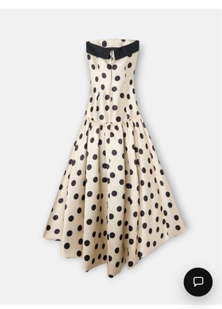 Coleccion Caprile Vestido lunares vainilla y negro