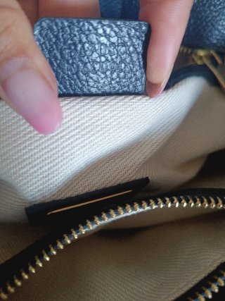 Borsa Gucci Pelle Blu con Manici in Bamboo