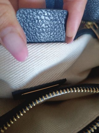 Borsa Gucci Pelle Blu con Manici in Bamboo