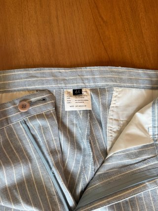 Traje completo lino azul celeste rayas T50 #24