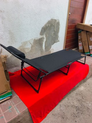 Hamaca Tumbona Plegable Negra 176cm