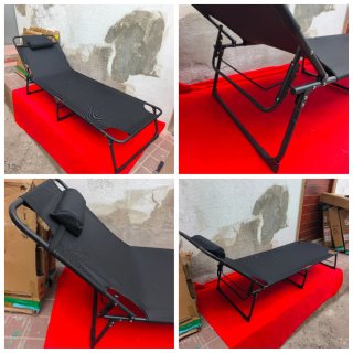 Hamaca Tumbona Plegable Negra 176cm