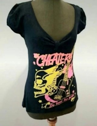 Camiseta Cheaters Calavera Guitarra
