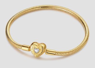 Pulsera corazón dorado con circonita