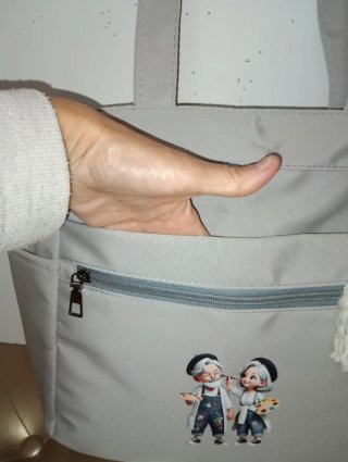 Bolso Tote Gris con Neceser