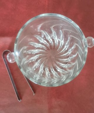 Cubiteras de cristal tallado con pinzas