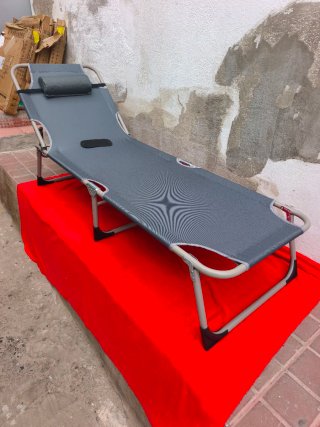 Hamaca Tumbona Plegable Gris 176cm