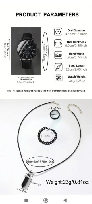 Conjunto: Reloj, Pulsera, Collar y Anillo