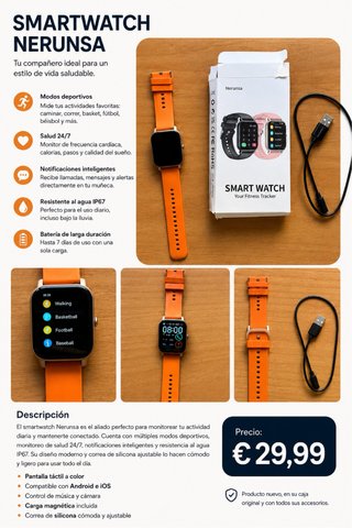 Smartwatch Nerunsa Negro/Naranja