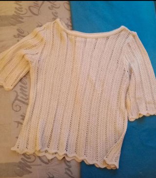 Camiseta de punto calado blanca