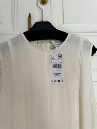 Vestido Mango Blanco Viscosa Talla S