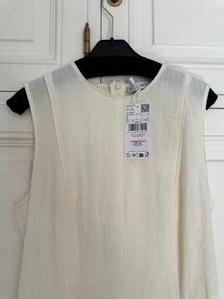 Vestido Mango Blanco Viscosa Talla S