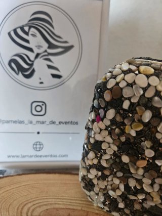 Bolso de fiesta pedrería plata y negro